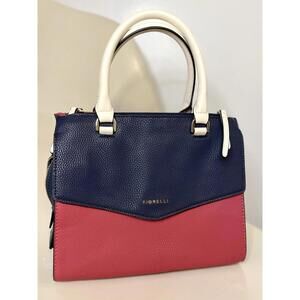 Fiorelli Handbag Womens Top Handle Faux Leather Colorblock Navy